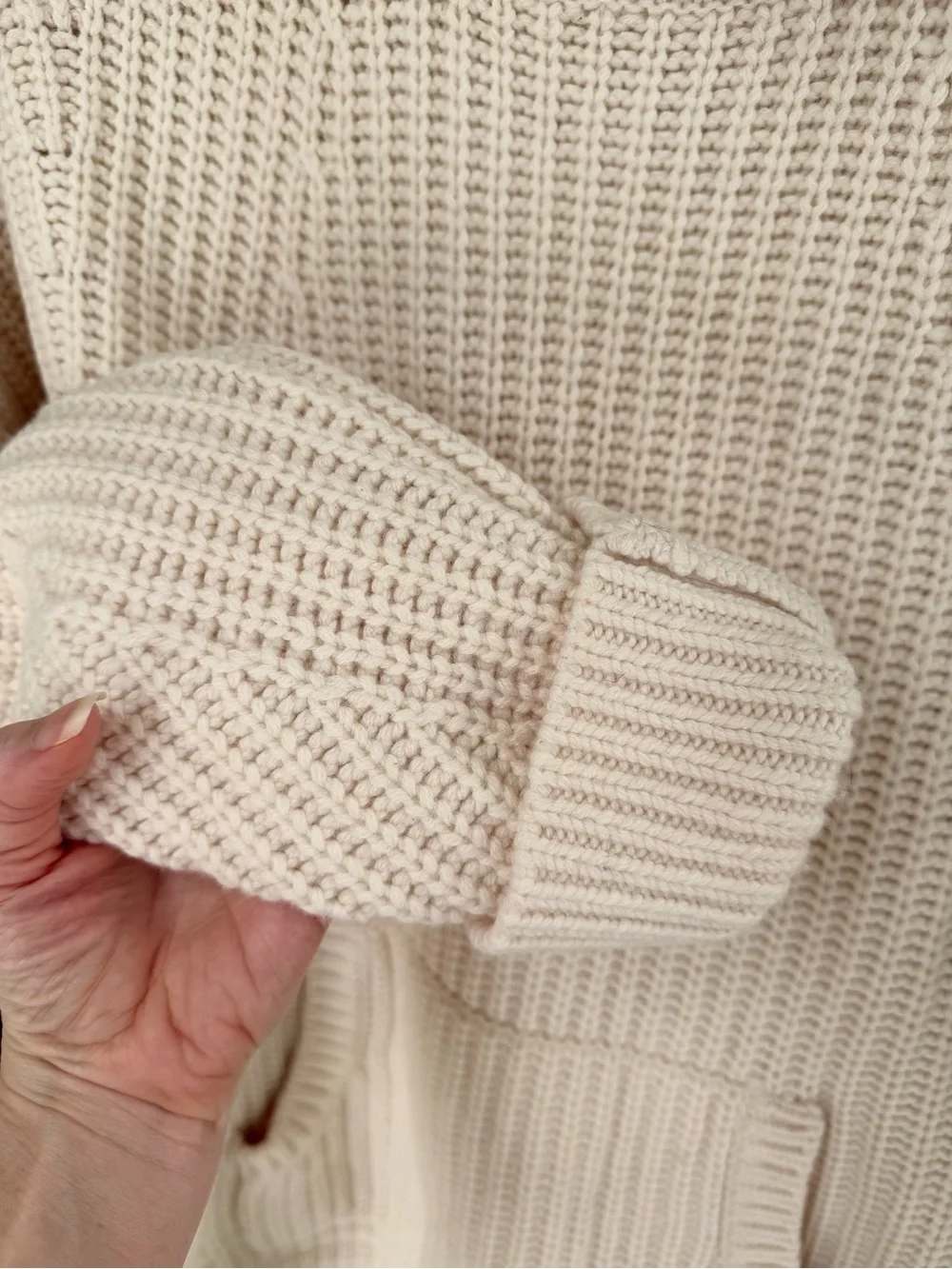 J.Crew Chunky Merino Wool Blend Funnel Neck Sweater | Cream | Size M